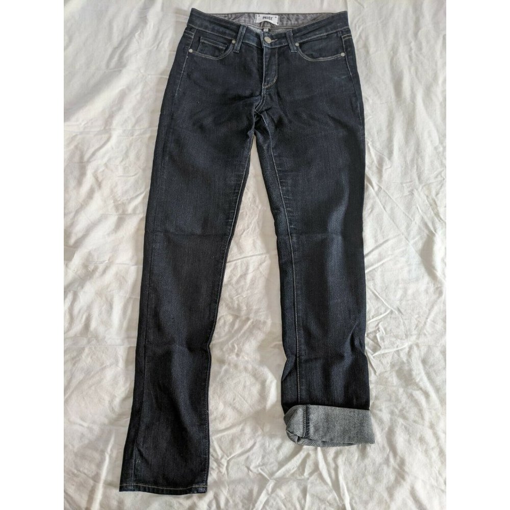 Paige Women's Skyline Skinny Blue Jeans Size 27 Measured 29x31 Dark Wash
